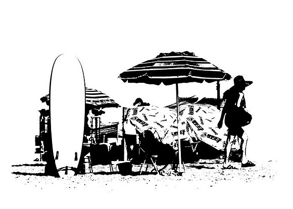 Oil Blot Beach Scene
